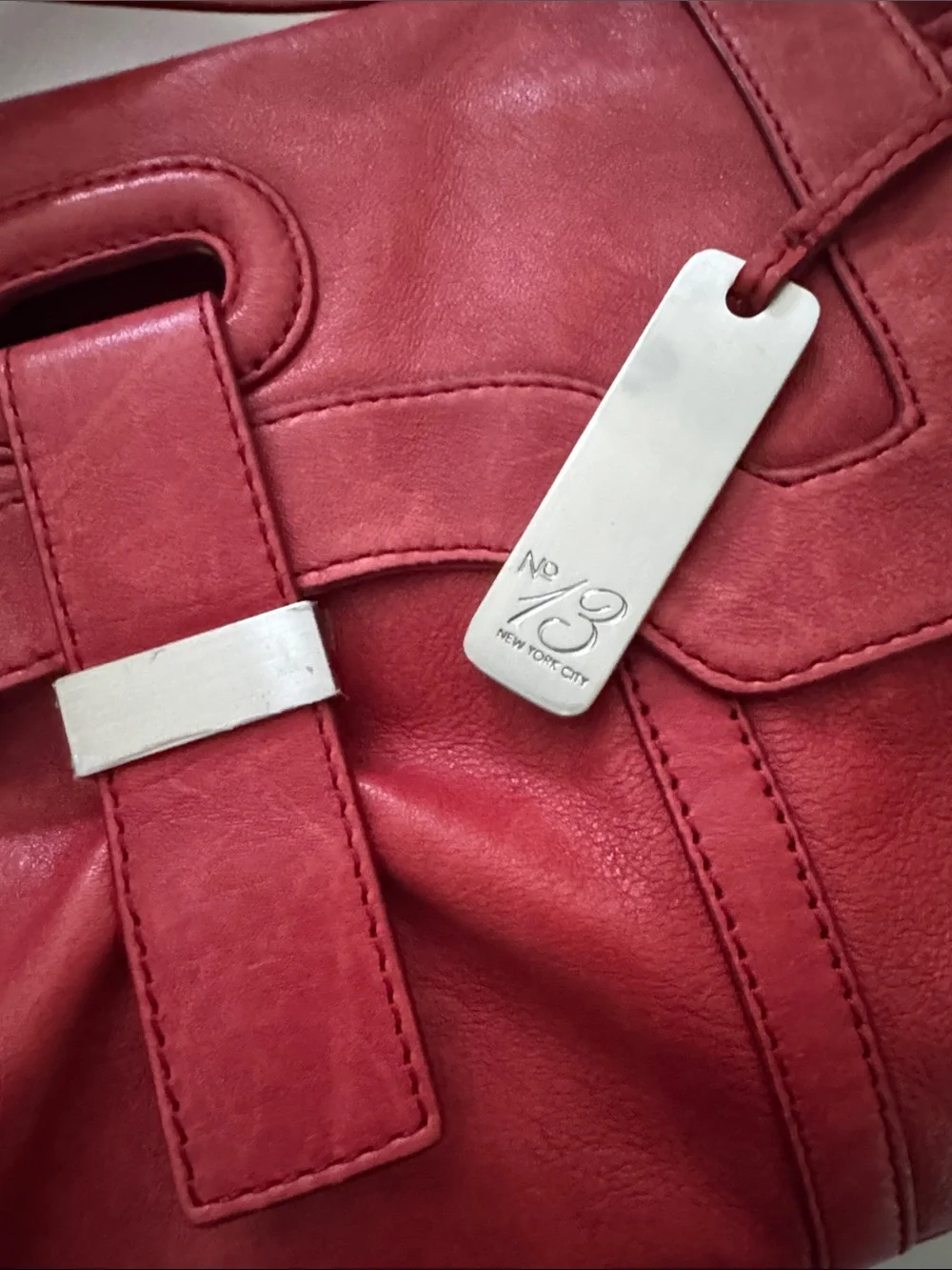 BOTKIER Charlotte Red Lambskin Leather Satchel Shoulder Bag Silver Hardware EUC